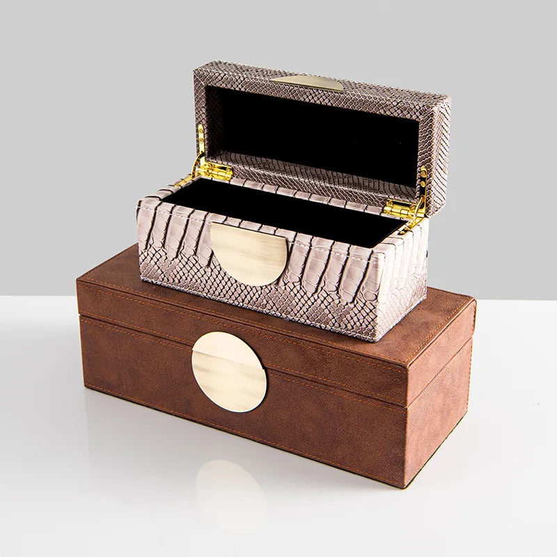 Afralia™ Snake Pattern Jewelry Box: Handmade Leather Storage with Metal Lock