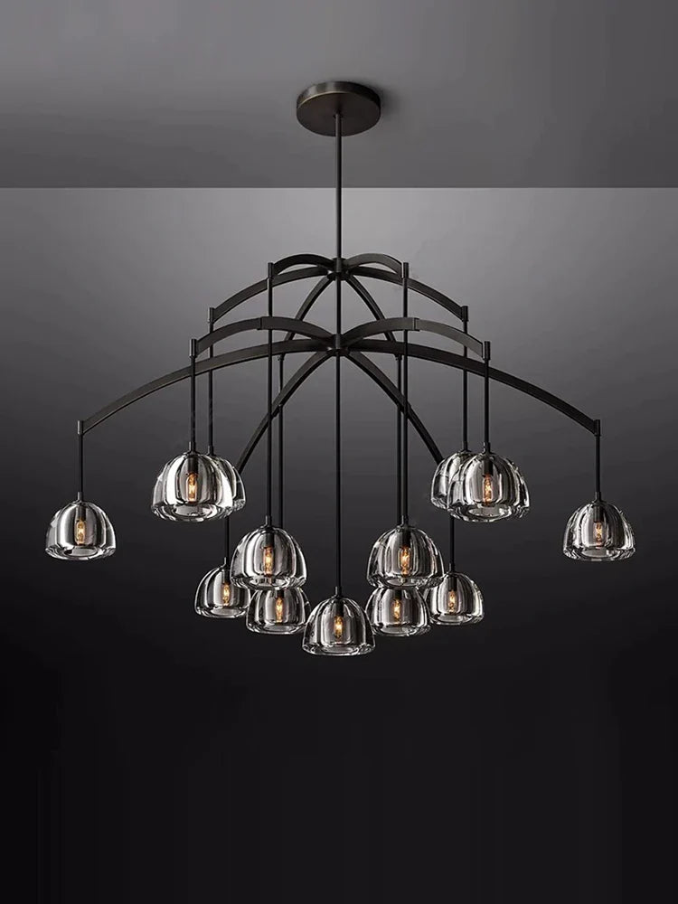 Afralia™ Black Brass American Series Crystal Copper LED Chandelier for Dinning Room