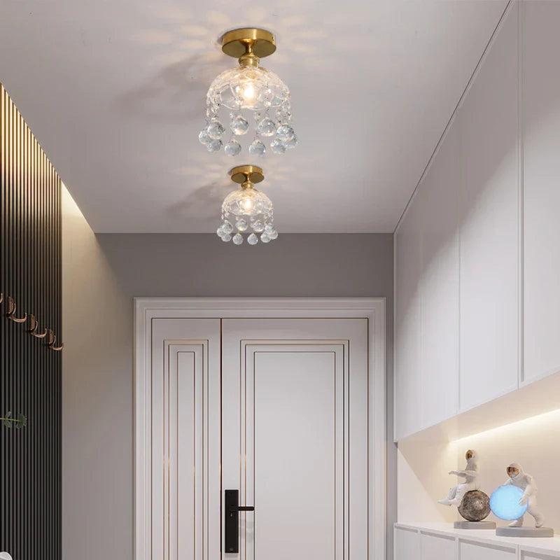 Afralia™ Crystal Glass LED Ceiling Lamp Modern Luxury Interior Lighting Fixture