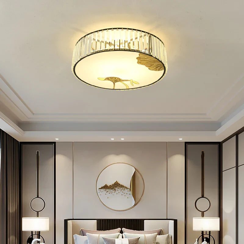 Afralia™ Crystal Round Ceiling Light - Modern Warm Bedroom Atmosphere