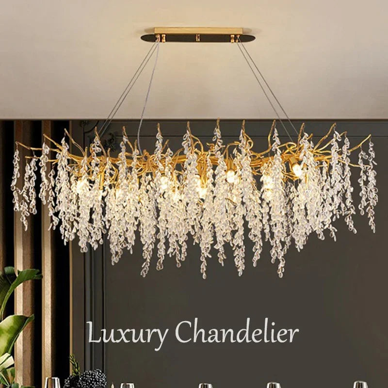 Afralia™ Luxury Crystal Chandelier LED Pendant Light for Home Decor and Lighting