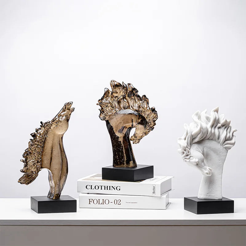 Afralia™ Horse Head Statue Resin Figurine Home Decor Sculpture