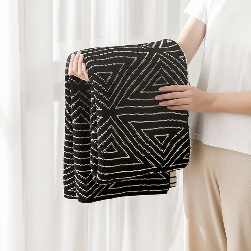 Afralia™ Knitted Triangular Pattern Thin Blanket for Cozy Versatile Living Room Cover