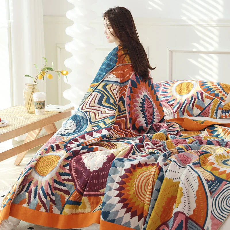 Afralia™ Classical Ethnic Style Cotton Fall Throw Blanket, Soft & Skin-friendly Blanket