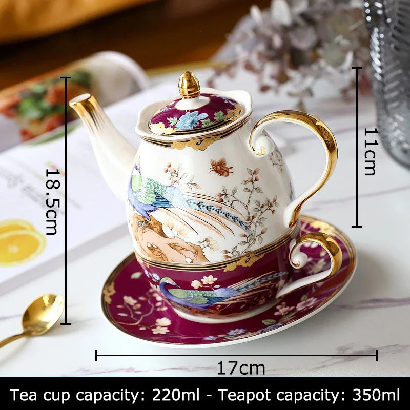 Afralia™ Phoenix Bone China Gold Coffee Cup Set