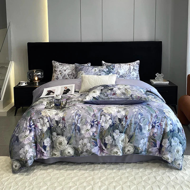 Afralia™ Vintage Plant Flowers Bedding Set, 1000TC Egyptian Cotton, Oil Painting Style