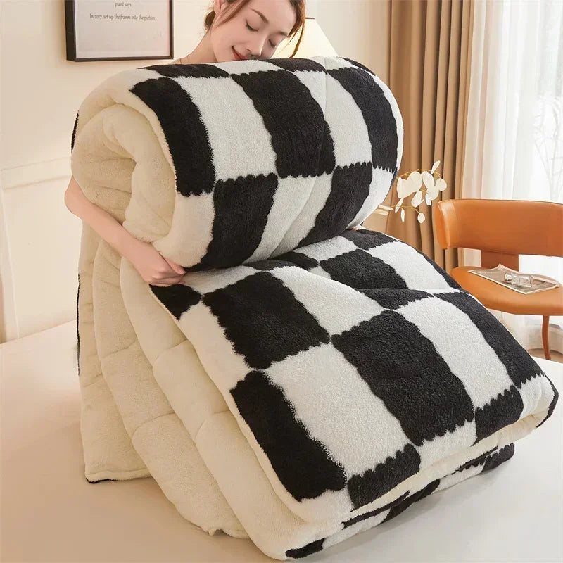 Afralia™ Cozy Checkerboard Winter Blanket - Super Thick & Soft Cashmere Duvet Comforter