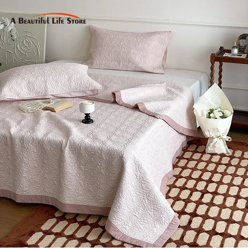 Afralia™ Cotton Quilted Bedspread Set With Pillowcases