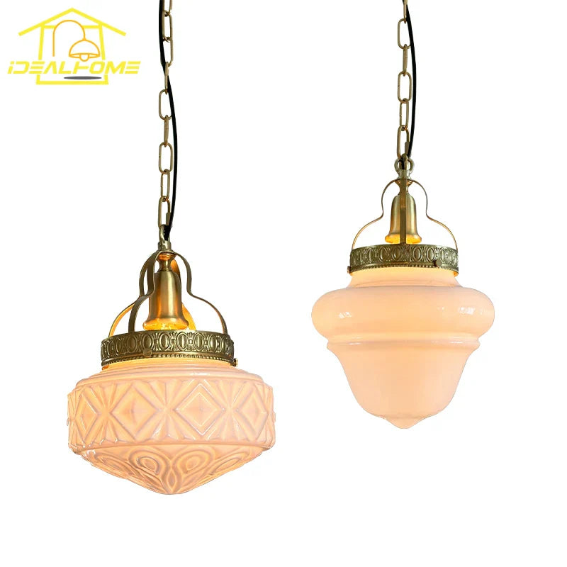 Afralia™ Gold Lustre Glass Pendant Light LED E14 for Restaurant Bar Bedroom