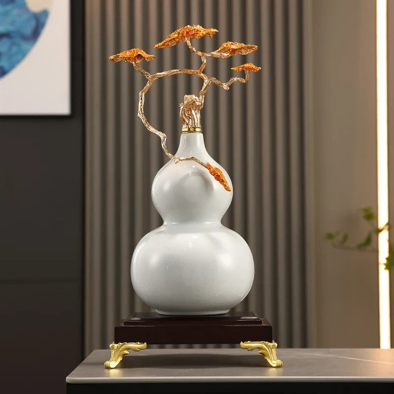 Afralia™ Gourd Ornament Ceramic Handicrafts Home Decor Accessories