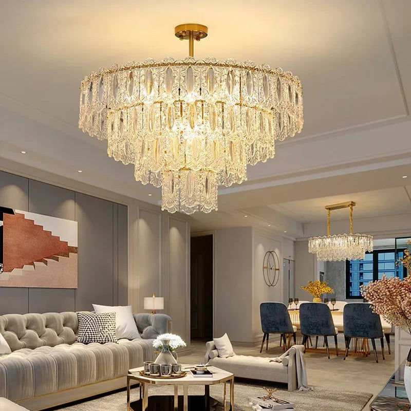 Afralia™ Romantic Glass Chandelier Luxury Ceiling Pendant Light Fixture