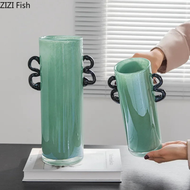 Afralia™ Emerald Green Glass Vase Hydroponics Plant Pots Floral Room Decor