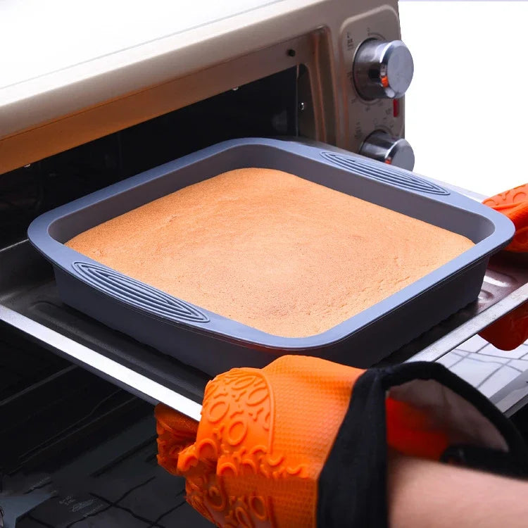 Afralia™ Silicone Square Cake Pan Mold Non-Stick Baking Tool Heat Resistant Bread Mould