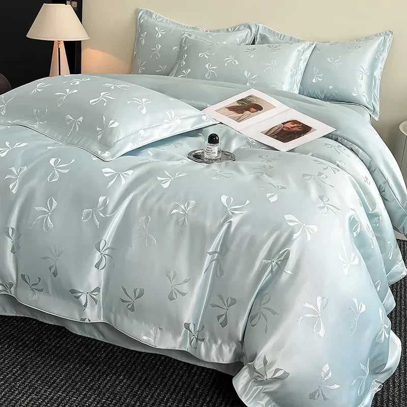Afralia™ Silky Jacquard Satin Bedding Set for King, Twin, Queen - High-End Soft Bedclothes