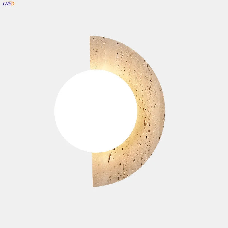 Afralia™ Yellow Cave Stone LED Wall Lights for Modern Spaces, Glass Globe Sconce.