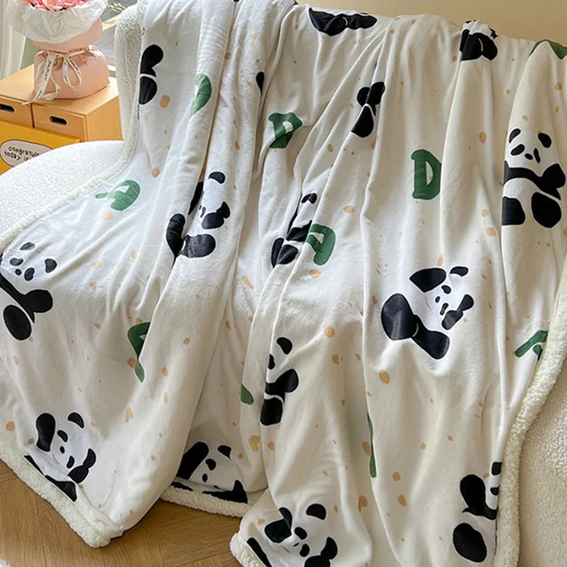 Afralia™ Cartoon Lamb Wool Blanket: Double-Layered, Thick & Warm for Children & Adults