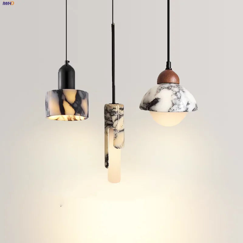 Afralia™ Marble LED Pendant Lamp Modern Nordic Glass Hanging Lights