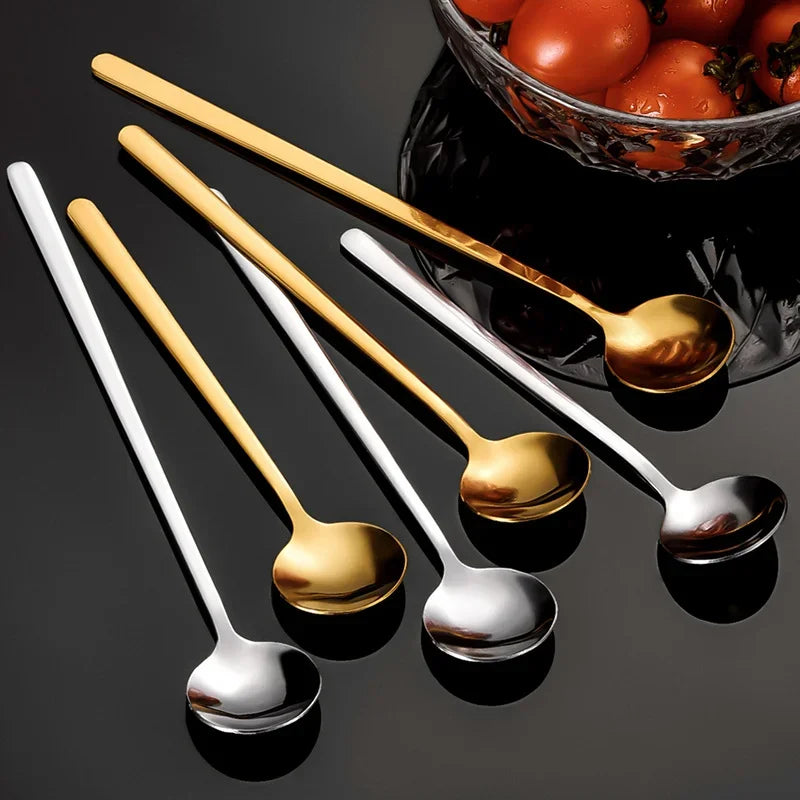 Afralia™ Stainless Steel Round Head Coffee Spoon for Honey Dessert Mixing