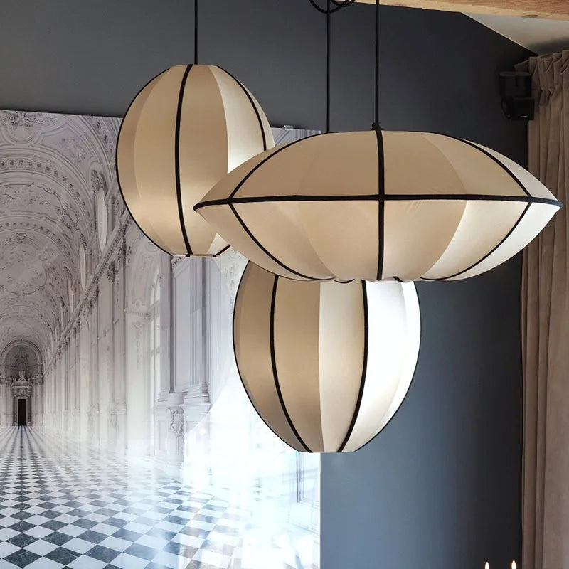 Afralia™ Fabric Pendant Light for Living Dining Bed Room - Vintage Style