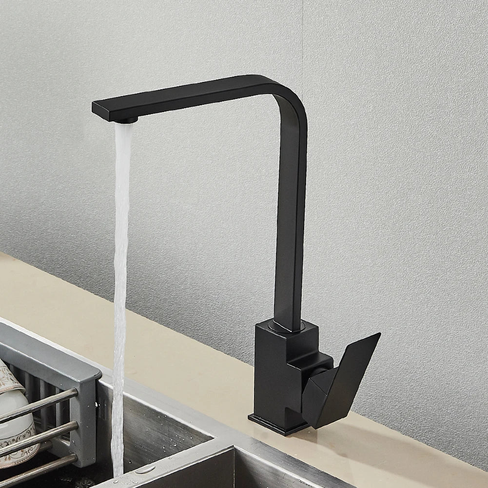 Afralia™ Brushed Nickel Kitchen Faucet | 360 Rotate Hot Cold Mixer Tap | Single Lever