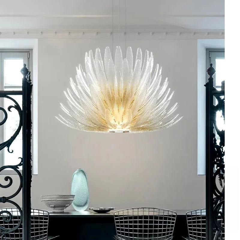 Afralia™ Gold Flower Murano Glass Chandelier - Vintage Style for Living Room, Bedroom, or Lobby