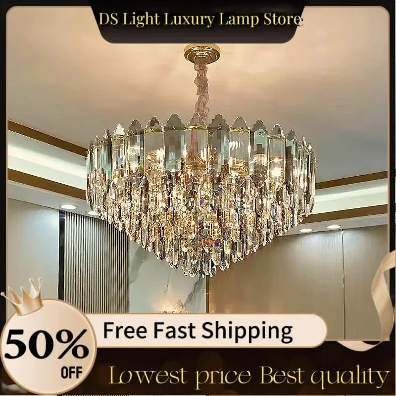 Afralia™ Crystal Chandelier: Modern Luxury LED Lighting for Living Room, Kitchen, and Dining Area