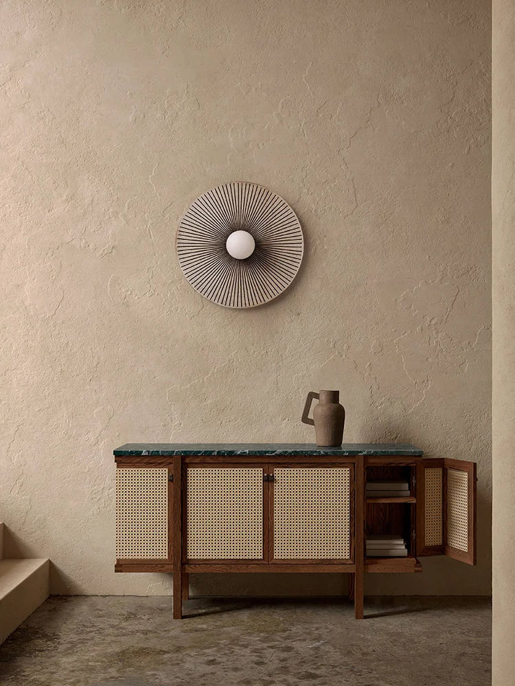 Afralia™ Vintage Fan-Shaped Wall Lamp for Japanese Homestay Bedroom Decor