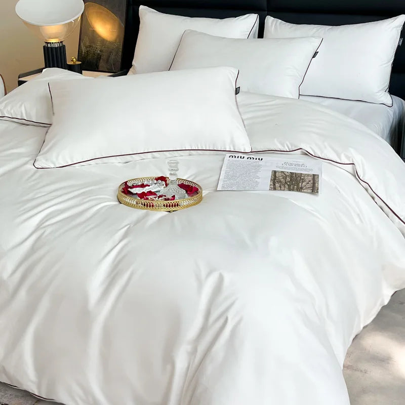 Afralia™ Soft White Duvet Cover Set: Thicken Comfortable Bedding with Flat Sheet & Pillowcases