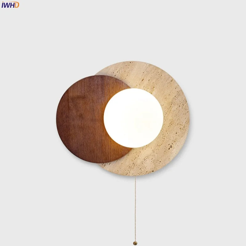 Afralia™ Vintage Wabi Sabi LED Wall Lamp with Pull Chain Switch for Living Room and Bathroom