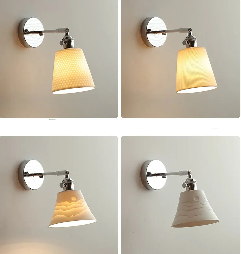 Afralia™ Ceramic LED Wall Light Fixture Up Down Rotate Modern Style Bedside Lamp