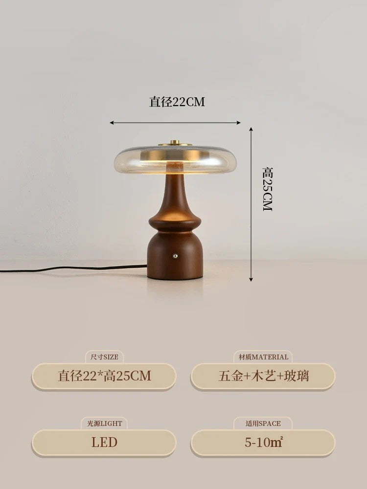 Afralia™ Gold Lustre Wood Table Lamp LED - Luxe Retro Medieval Design