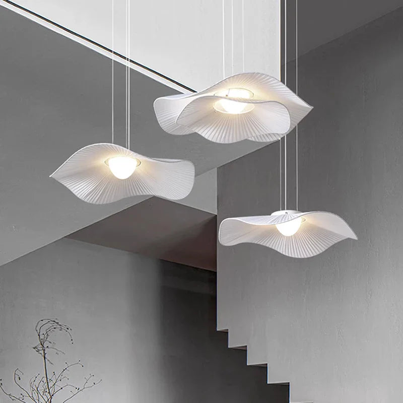 Afralia™ Nordic Minimalist Cream Fabric LED Chandelier for Living Room and Bedroom