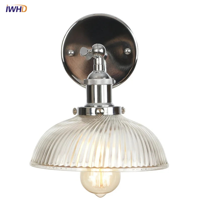 Afralia™ Silver Rural LED Wall Sconce Clear Glass Industrial Art Loft Stair Light