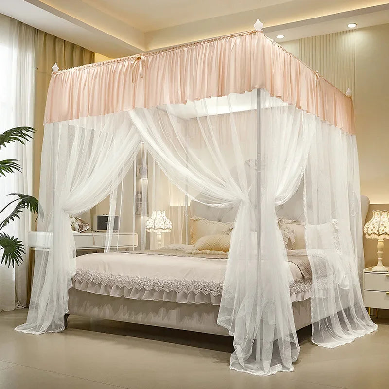 Afralia™ Large Space Mosquito Net with Bracket. Encrypt Mesh, Insect-Proof Bed Curtain for Household.