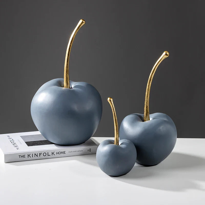 Afralia™ Blue Resin Apple Ornaments - Lucky Fruit Sculpture for Home Decoration