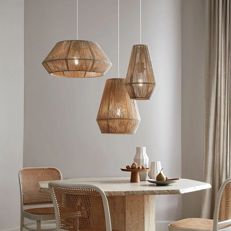 Afralia™ Hand-Woven Hemp Rope Pendant Lamp: Retro Kitchen Island Hanging Light