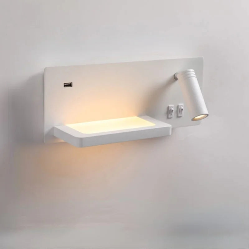 Afralia™ Wireless Charging LED Reading Sconce: Modern USB Bedside Lamp, Rotatable for Bedroom
