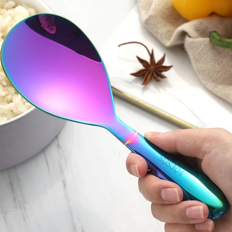 Afralia™ Stainless Steel Rice Paddle Large Capacity Soup Spoon Kitchen Cooking Tools