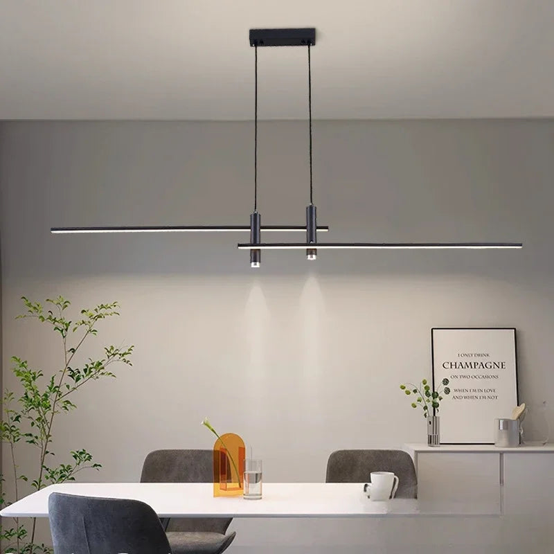 Afralia™ Black Gold LED Pendant Lights for Modern Minimalist Dining Room Chandelier