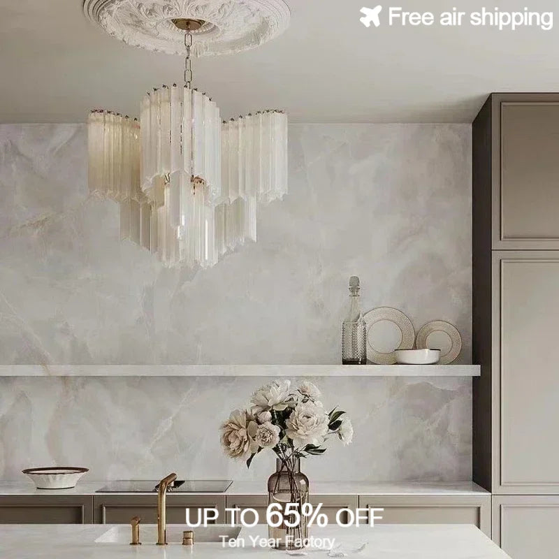 Afralia™ Glass Pendant Light with LED Lighting Chandelier for Living Room Home Decor
