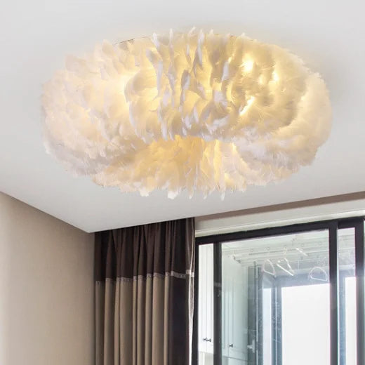 Afralia™ Feather Ceiling Lamp: Stylish Round DownLights with E27 Bulb for Home Decor