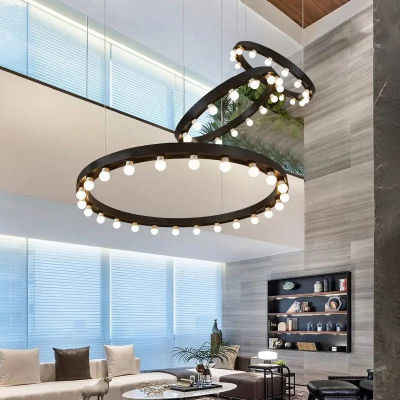 Afralia™ Industrial Duplex Staircase Pendant Light for Living Room, Hotel Lobby, or Commercial Store