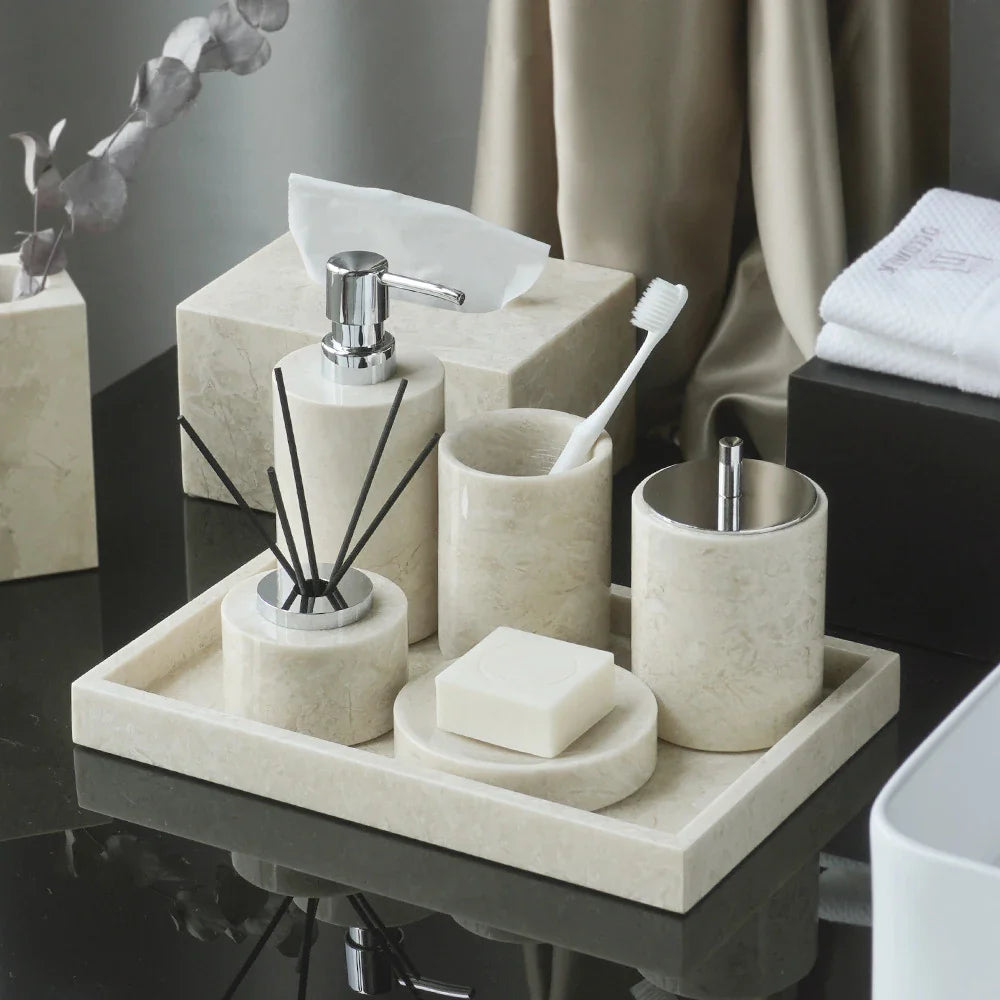 Afralia™ Marble Bathroom Accessories Set