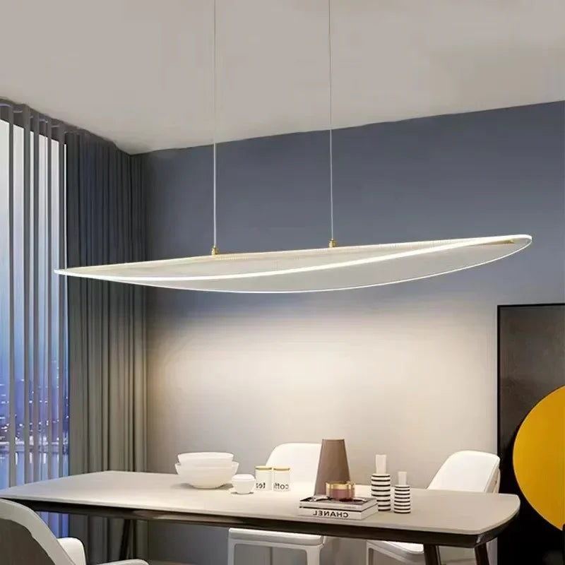 Afralia™ Long Curve LED Chandelier for Living Room Dining Office Decor