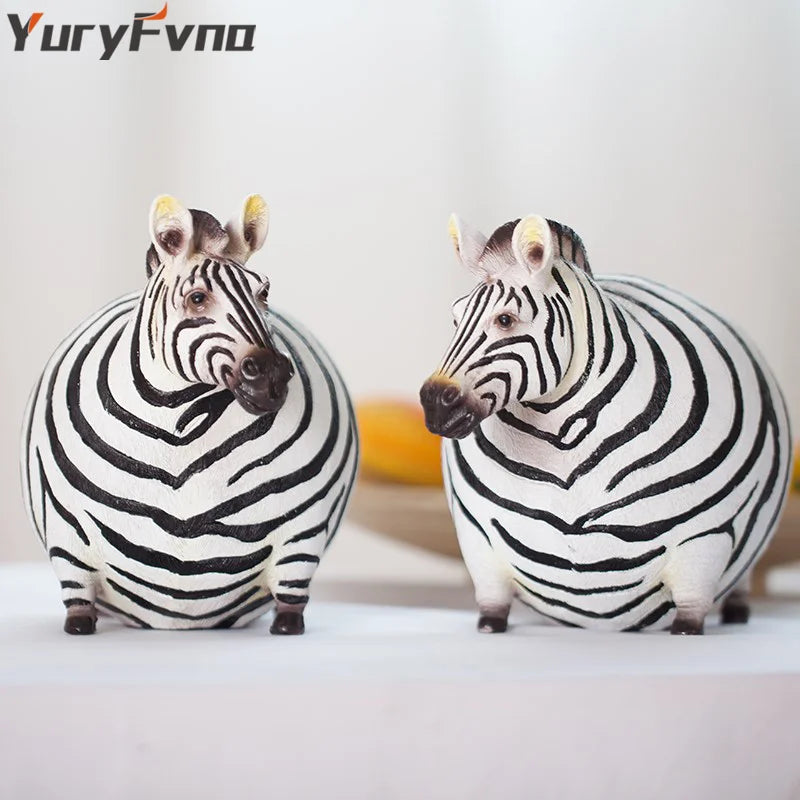 Afralia™ Nordic Fat Zebra Miniature: Creative Modern Art Animal Figurine Ornament
