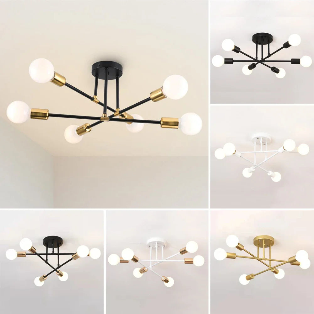Afralia™ Vintage Wrought Iron Chandelier for Living Room - Industrial Loft Ceiling Lighting