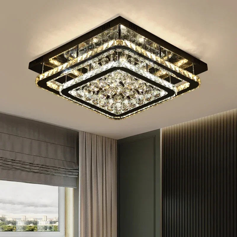 Afralia™ Crystal LED Chandelier: Modern Luxury Ceiling Lamp with Remote Control
