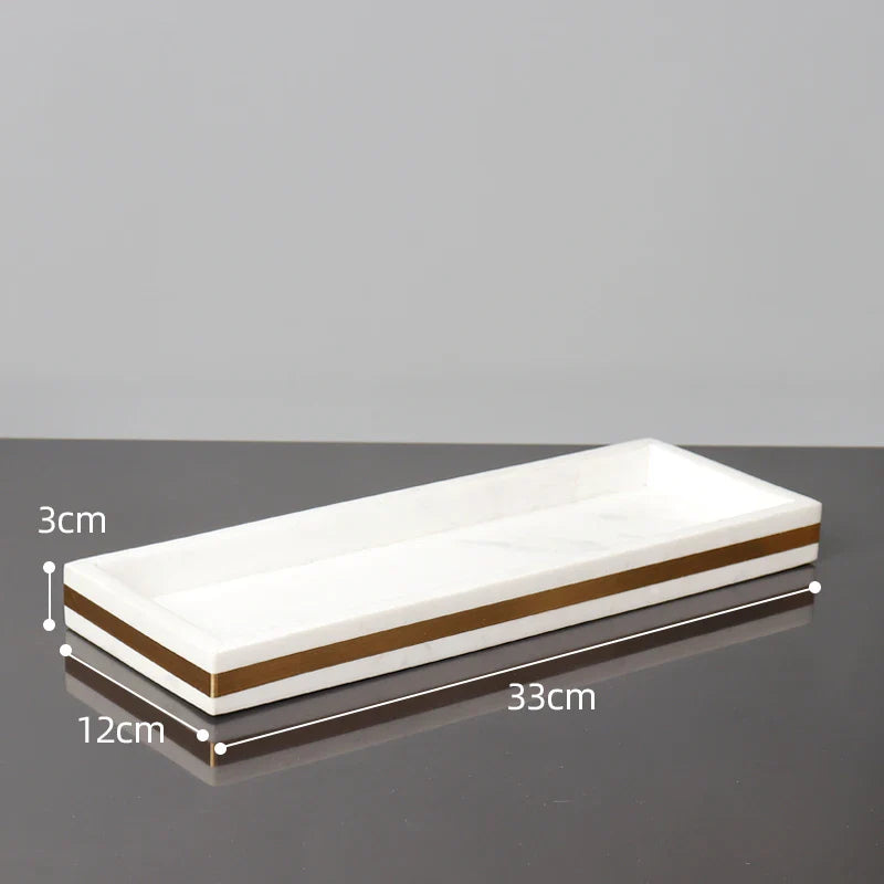 Afralia™ Volakos White Marble Bathroom Set with Golden Accents