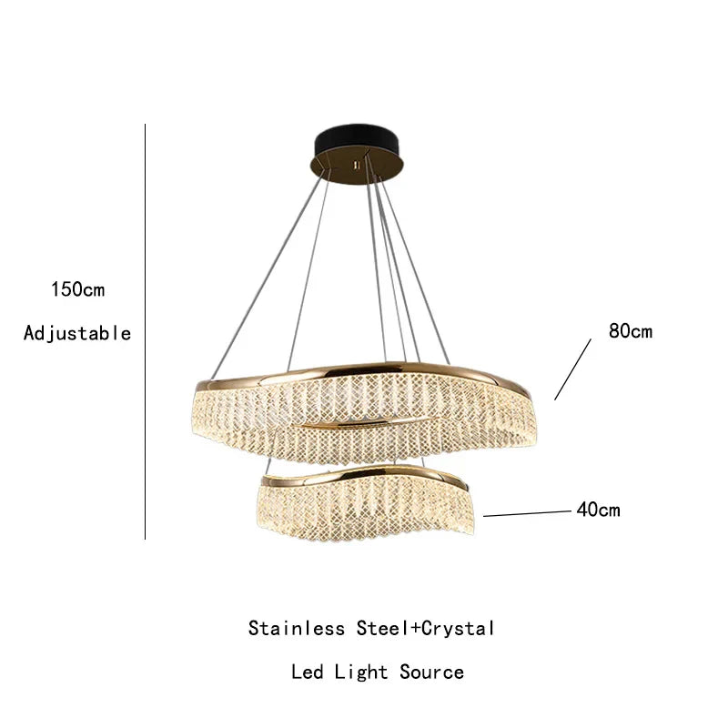 Afralia™ Golden Crystal Chandelier Luxury Round Pendant Lamparas Art Decor Fixture