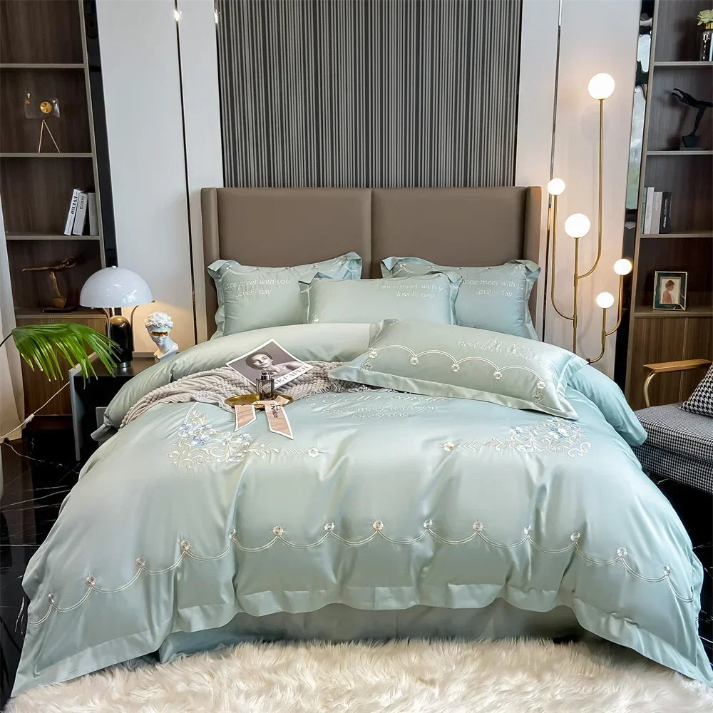 Afralia™ Egyptian Cotton Bedding Sets | Solid Sheet Pillowcase | King Queen Double Size